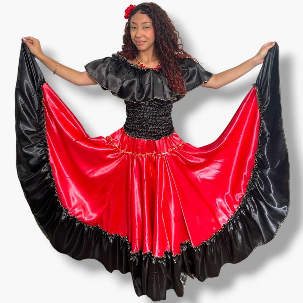 Conjunto Cigana Pomba Gira Saia Godê 9m Blusa Cetim Umbanda Candomblé