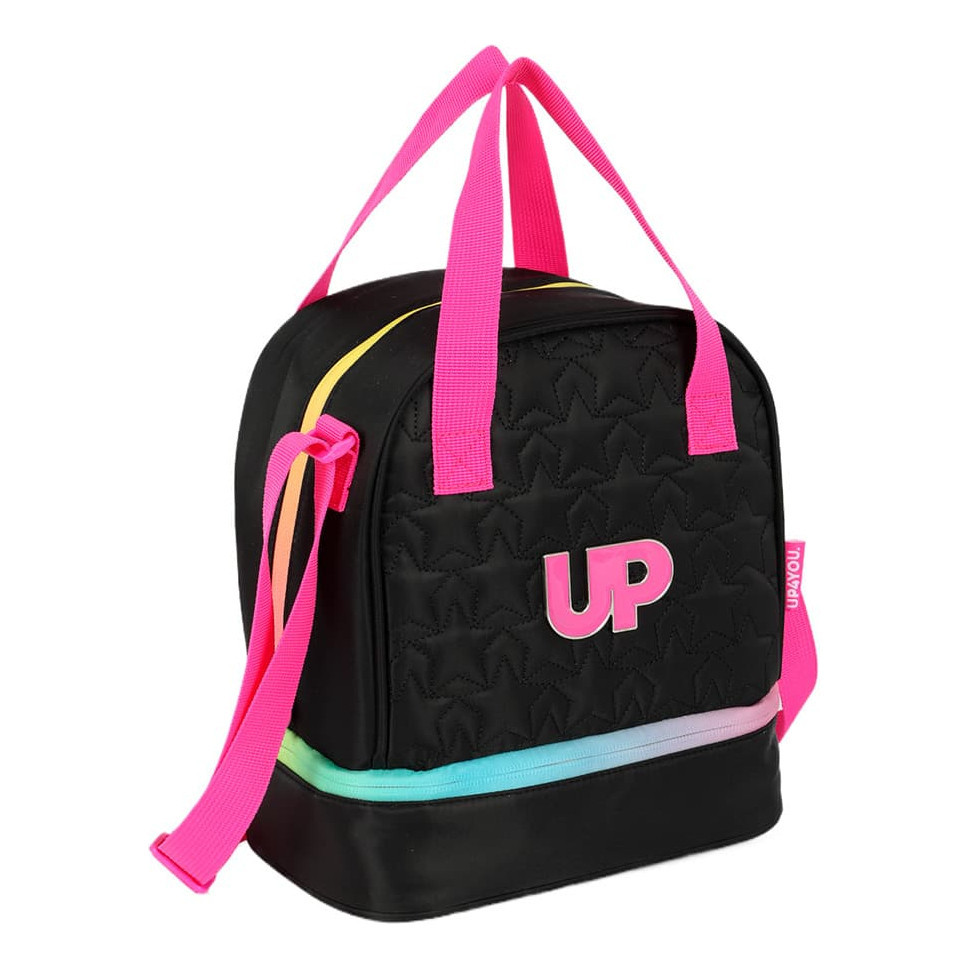 Lancheira Termica Escolar Dupla Infantil Up4you Preta Rosa em Oferta na Shopee