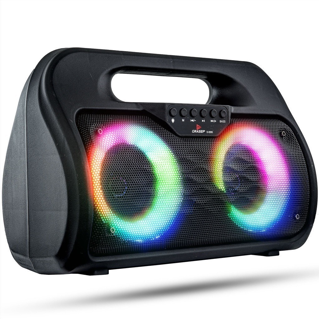 Caixa De Som Led Rgb Rítmico Potente Portátil Subwoofer Amplificado Alça Reforçada Design Moderno