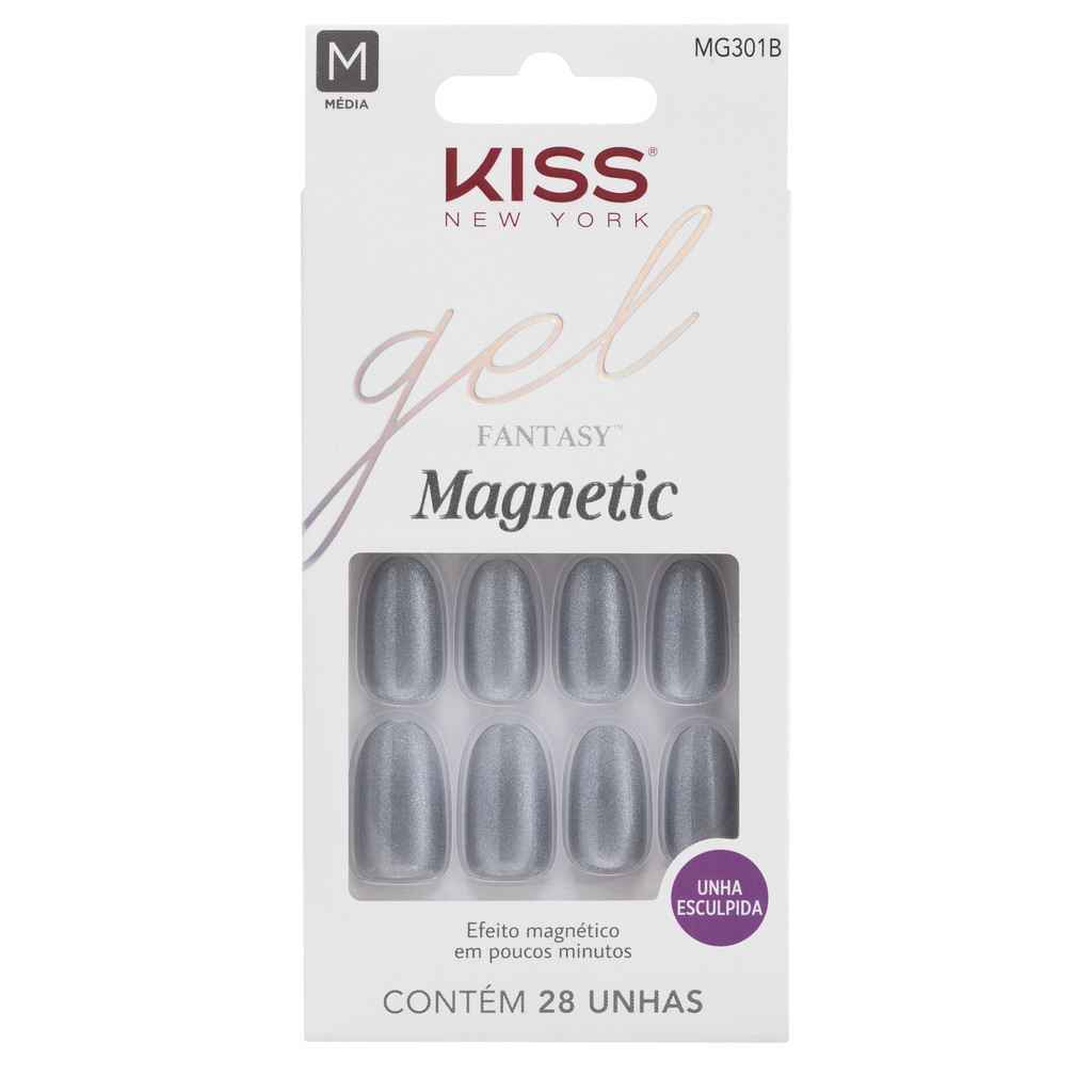 Unha Postiça Gel Fantasy Magnetic Nail Opal - Kiss New York em Oferta na Shopee