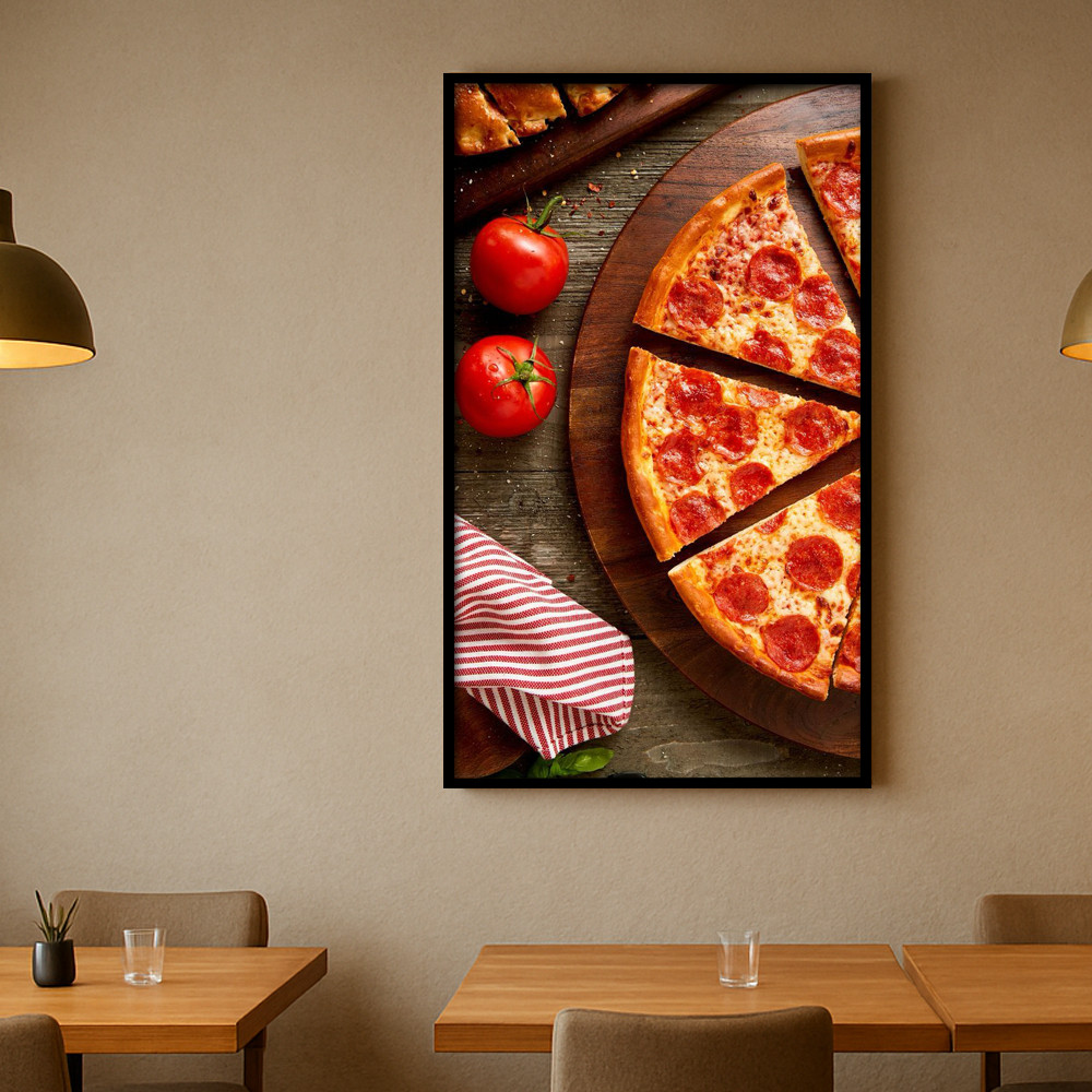 Quadro Decorativo Grande Peça Única Comida Pizza - Decoração Lanchonete/Pizzaria Placa Mdf
