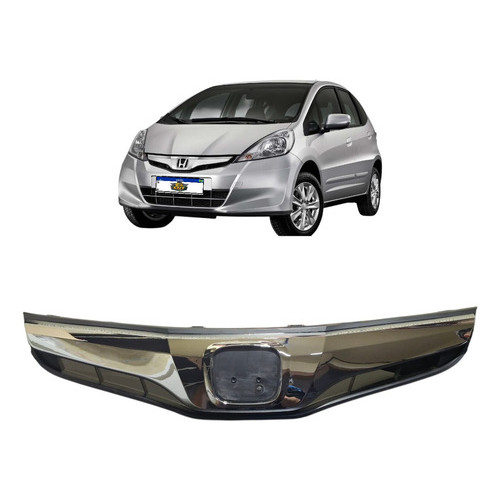 Grade Dianteira Honda Fit 2013 2014 Com Friso Cromado Preto Brilhante