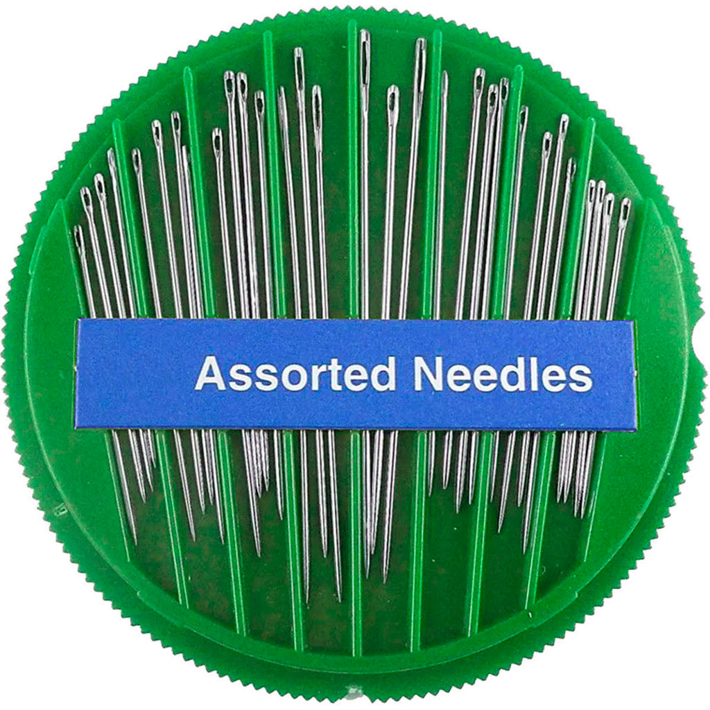 kit Agulheiro Disco 24 Agulha Mao Alfaiate Costura Bodado Reparo