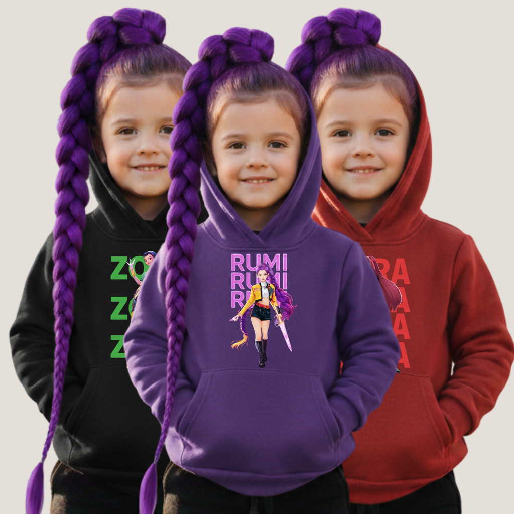 Moletom Infanitl Menina Blusa de Frio Huntrix Rumi Mira Zoey K-pop Hunter