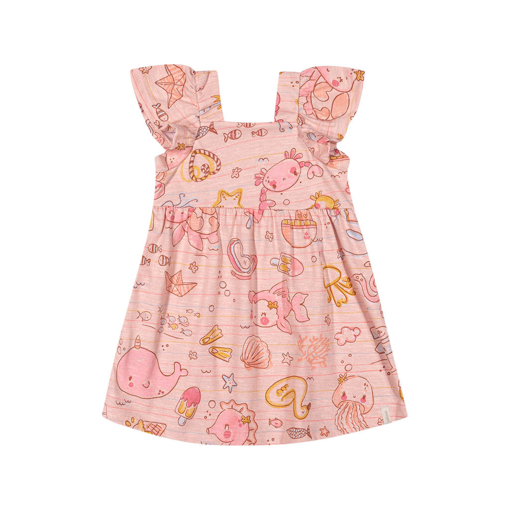 Vestido Bebê Menina Fundo do Mar Glitter Elian Rosa em Oferta na Shopee