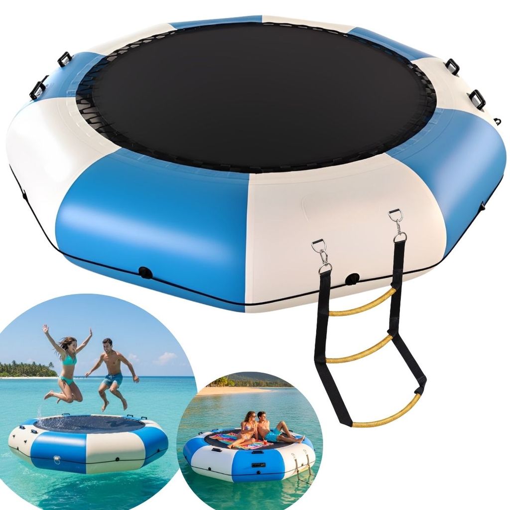 Boia Trampolim Inflável 150kg C/ Acessórios 250cm Gigante Azul E Branco