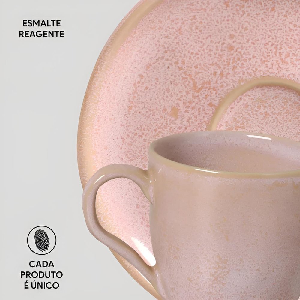 Xícaras De Café Com Pires Bio Litchi 120Ml Porto Brasil — imagem 2 de 2