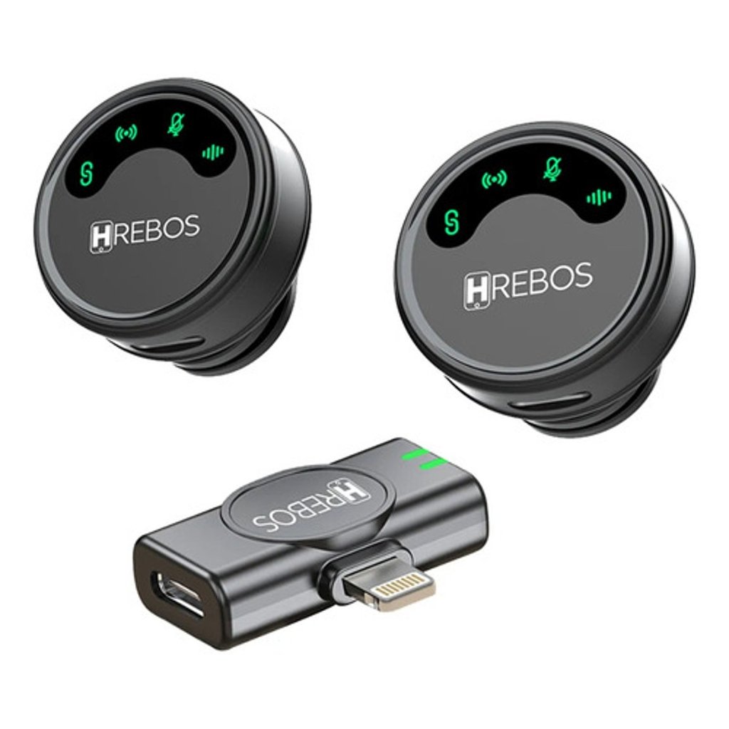 Microfone Lapela Sem Fio iPhone Profissional Duplo Hrebos Preto