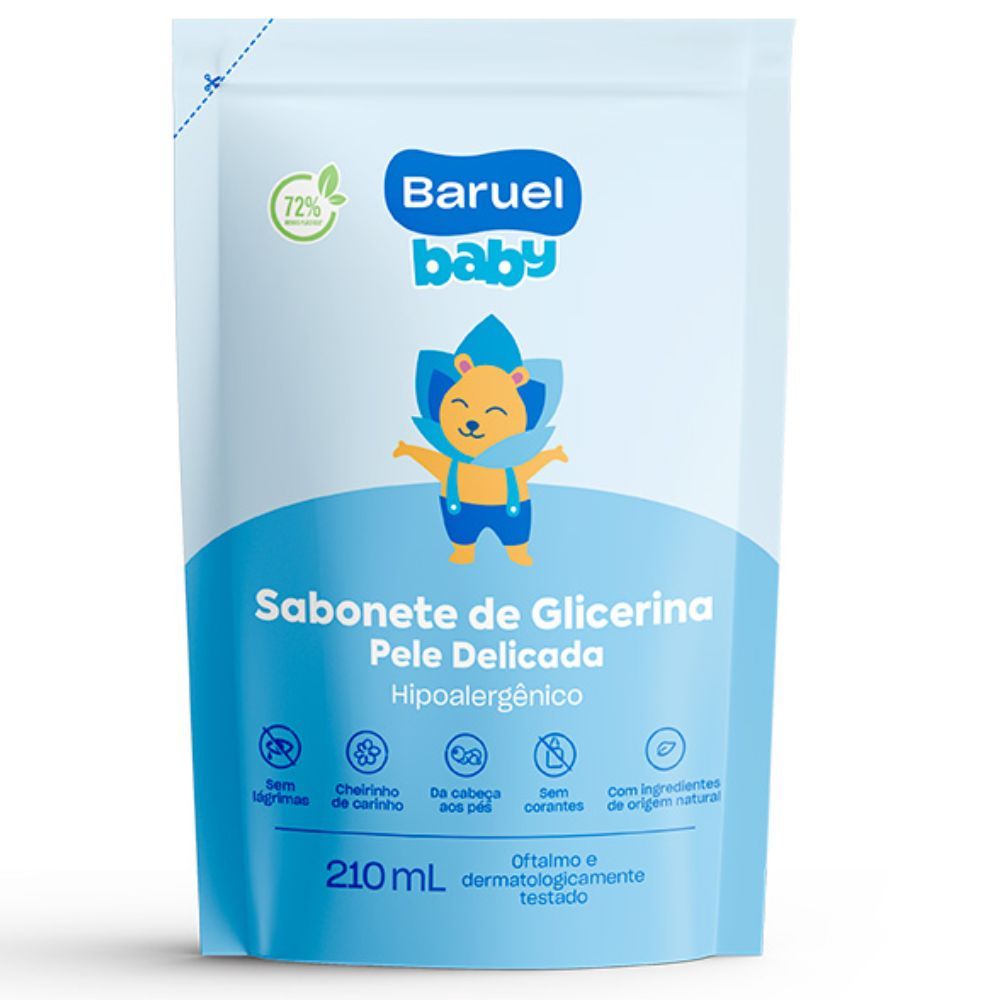 Sabonete de Glicerina Infantil Liquido Baruel Baby Pele Delicada Refil 210ml em Oferta na Shopee