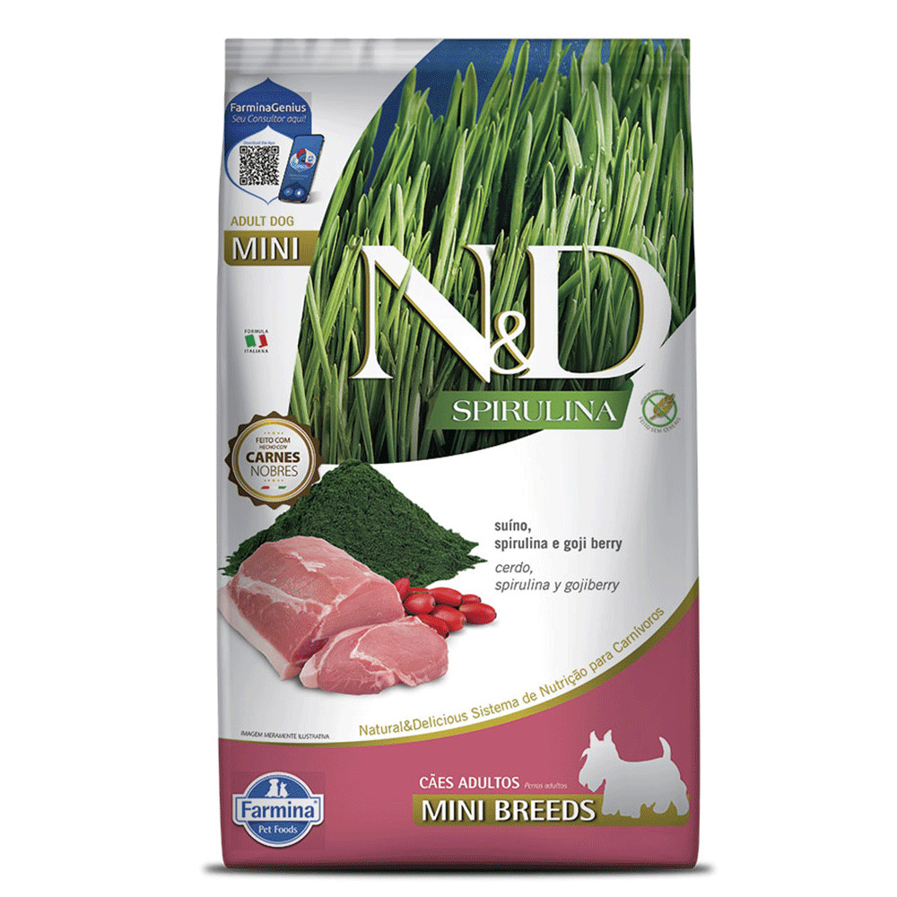 Ração N&D Spirulina Cães Adultos Mini Suíno 2 kg