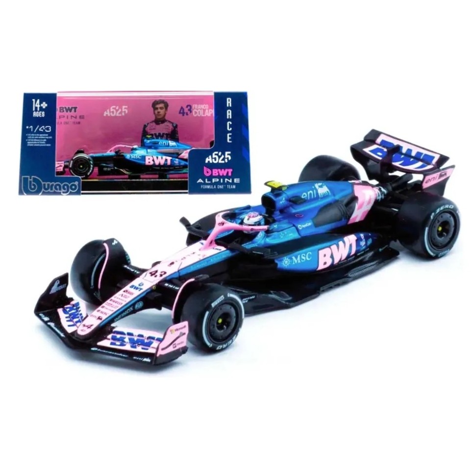 Miniatura Fórmula 1 Renaut Alpine A525 - #10 P. Gasly -#43 colapinto Team BWT - (2025) - 1:43 - Burago C/ Acrílico
