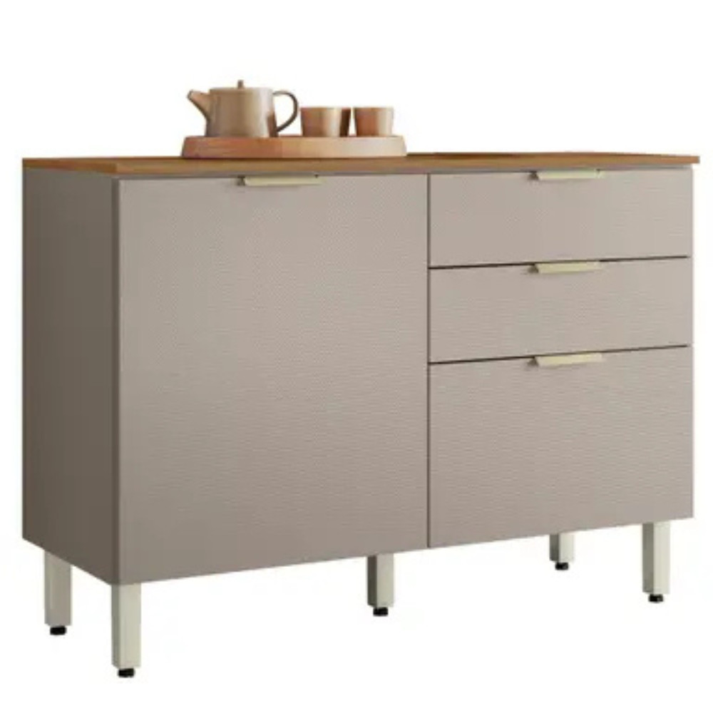 Balcão com Tampo 2 Portas 2 Gavetas 120cm MDP Alba Demóbile em Oferta na Shopee