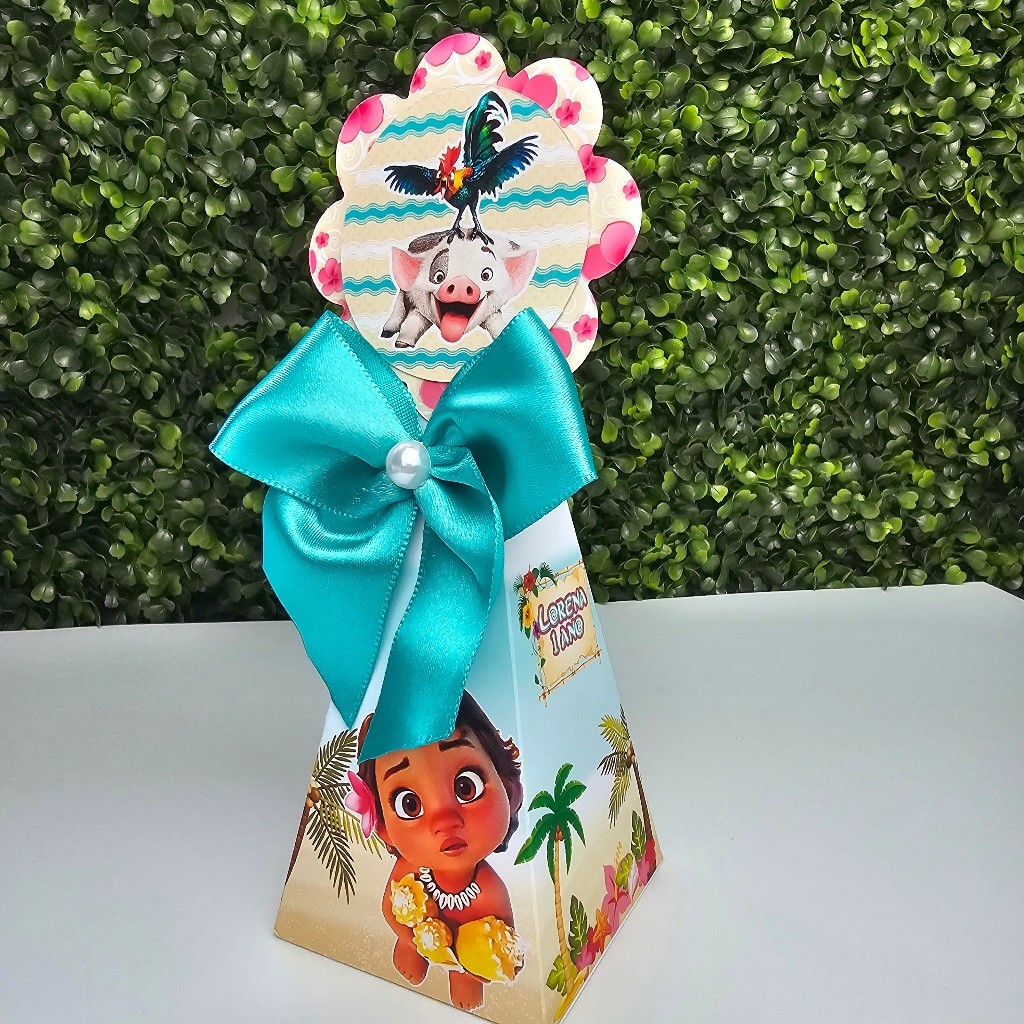 Caixa Cone Pirâmide MOANA BABY - Personalizados - Festa infantil - Aniversário - Lembrancinha