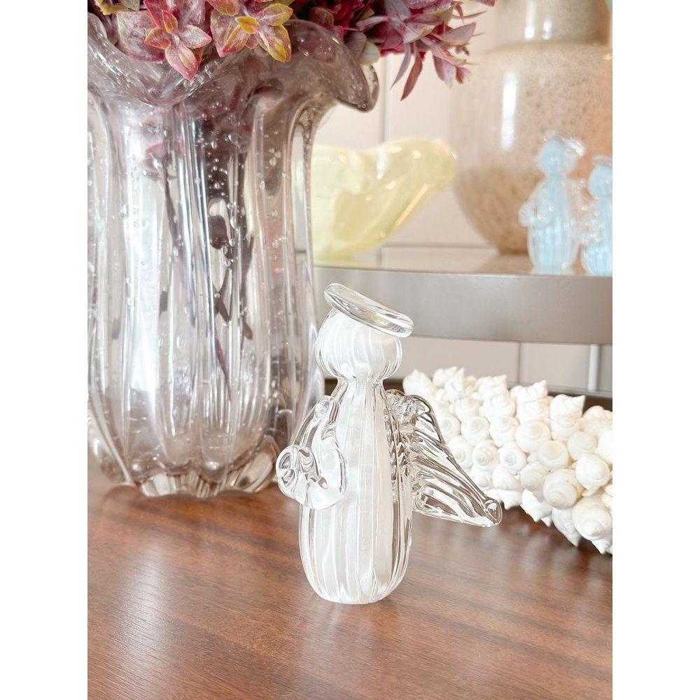Mini Anjo Uriel Murano G (10 cm) Lembrança Batismo | Nascimento | Primeira Comunhão  - Branco