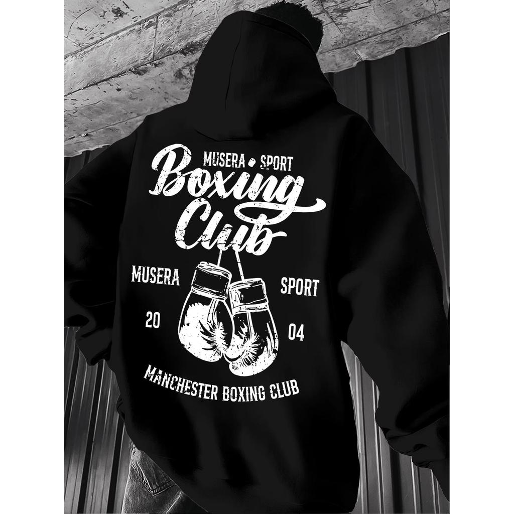 Blusa Casaco Moletom Frio Canguru Bolso Capuz Streetwear Casual Masculino Unissex Estampa boxing Club Esporte luta Fight