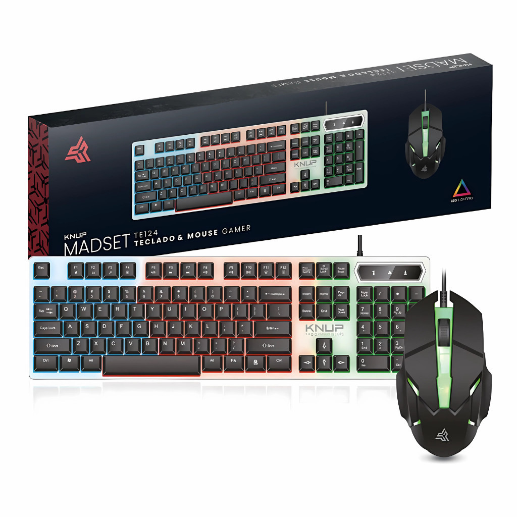 Kit Teclado E Mouse Combo Gamer Led Rgb Usb Para Notebook Pc mouse Preto Cor do teclado Branco