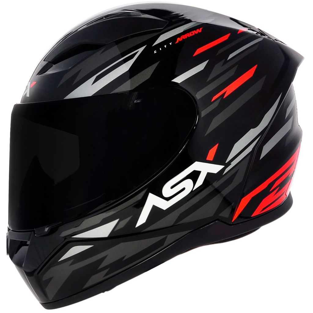 Capacete Asx City Arrow Grafite Preto Vermelho Brilhante 