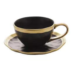 Xícara para Chá Wolff Dubai Preto de Porcelana 200ml