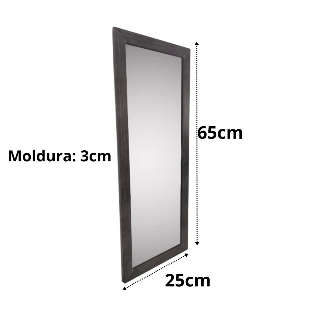 Espelho Cristal Moldurado Em Madeira 65cmx25cm Retangular Decoração em Oferta na Shopee