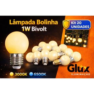 20 Lâmpadas Bolinha G45 1w/3w Led Mini Bulbo Luz Amarela 3000k Luz Branca 6500K Decoração Abajur Varal Cordão Bivolt