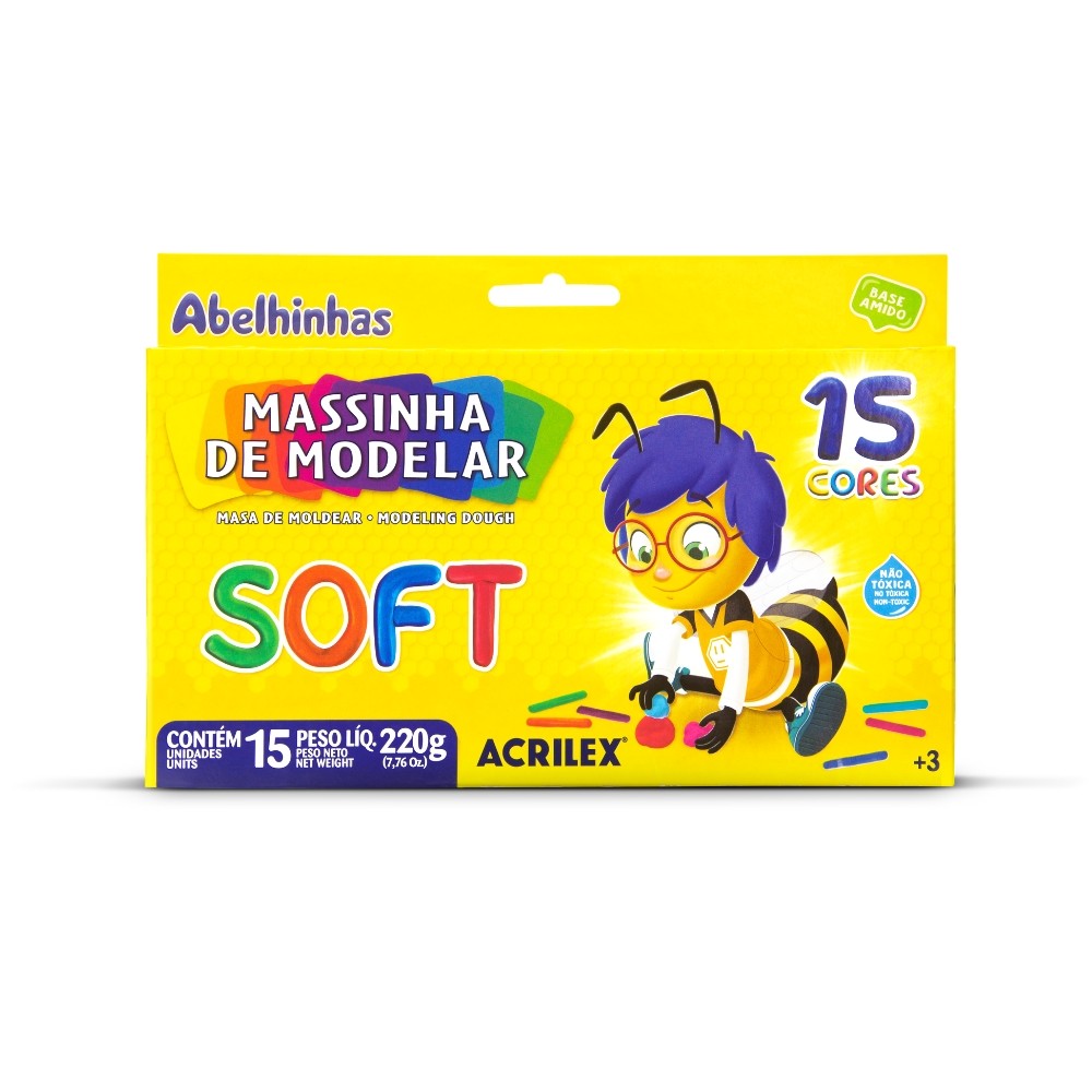 Massinha De Modelar Acrilex Soft 15 Cores, 220g, 073140000 em Oferta na Shopee