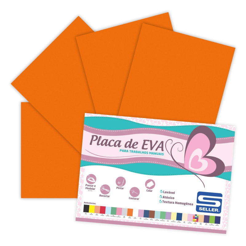 Placa de EVA 40X60cm Laranja pacote com 10 folhas Seller em Oferta na Shopee