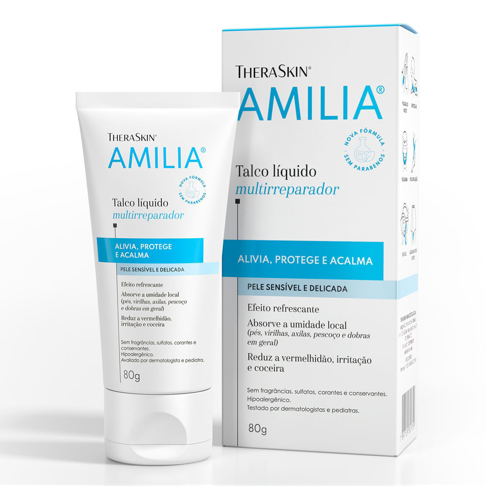 Amilia TheraSkin Talco Líquido 80g em Oferta na Shopee