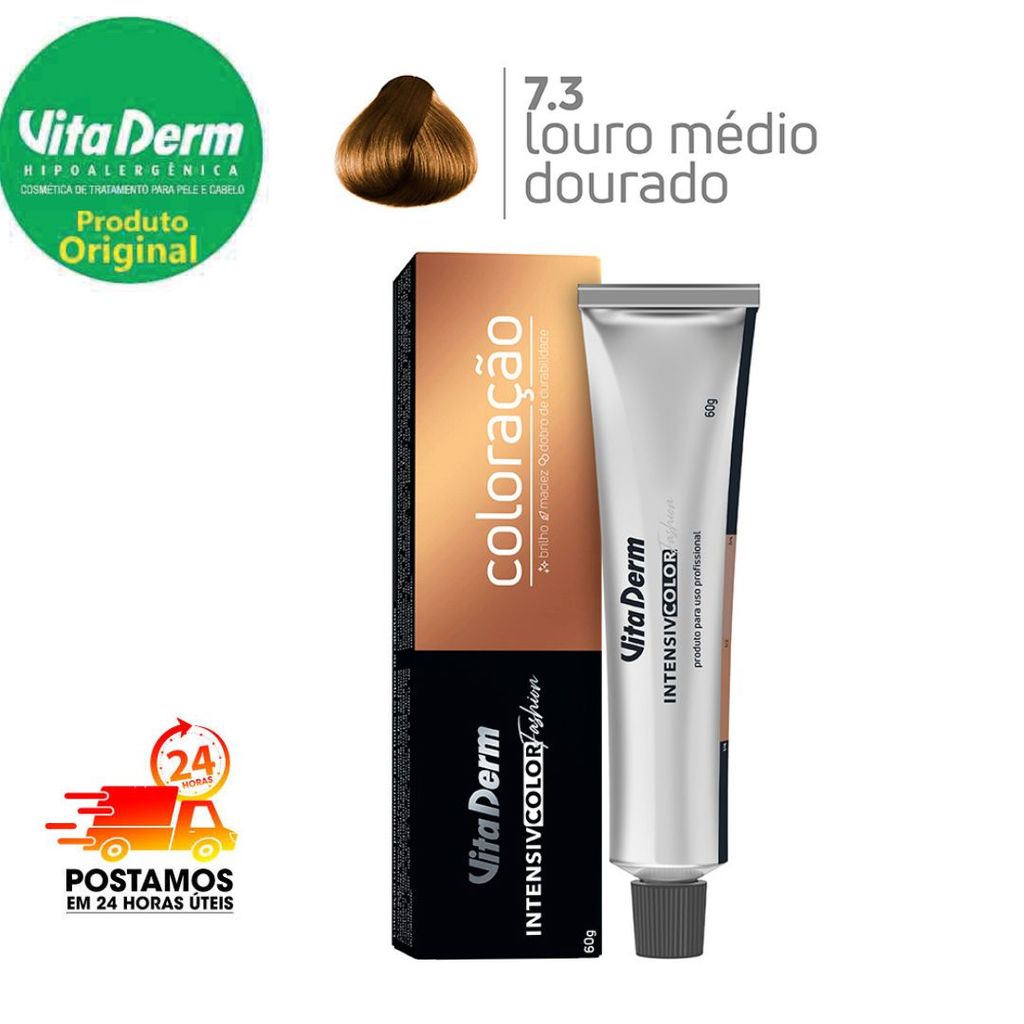 COLORAÇÃO VITA DERM 7.3 LOURO MEDIO DOURADO PROFISSIONAL