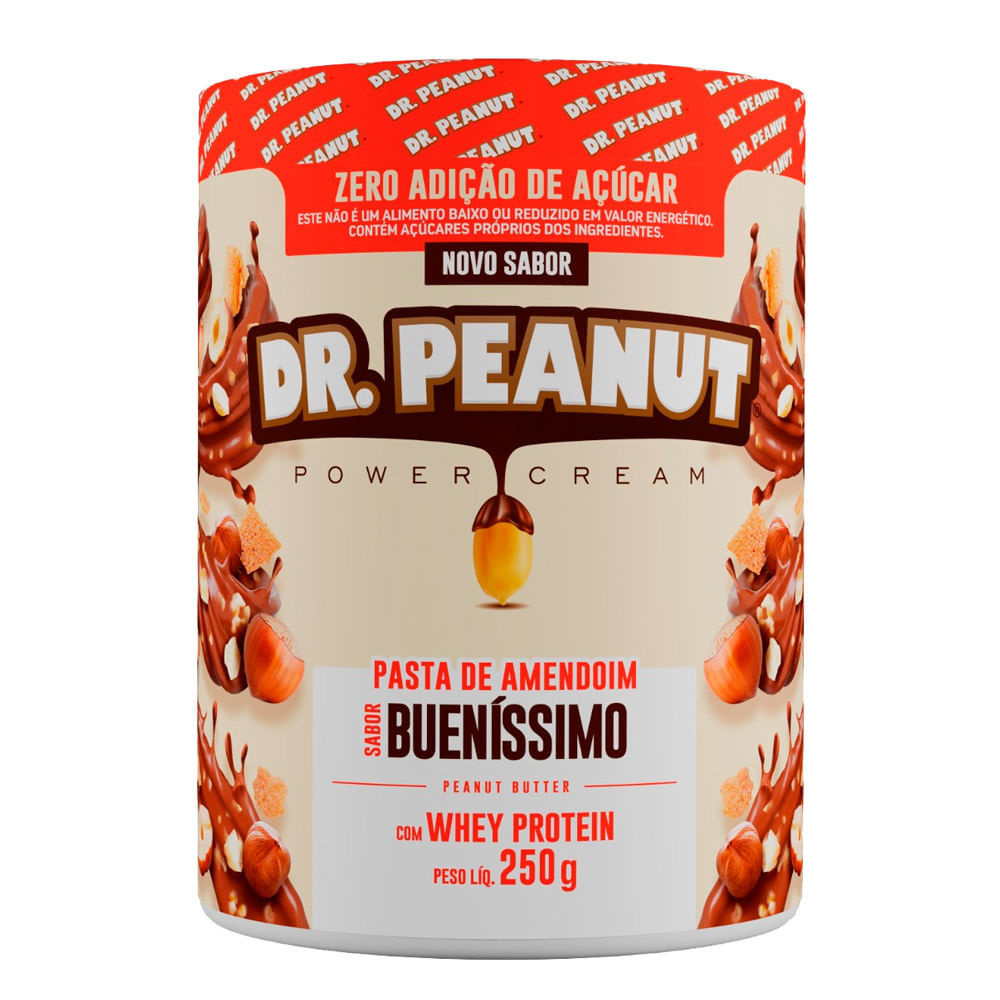 Pasta de Amendoim Dr.Peanut Power Cream Bueníssimo com Whey Protein 250g em Oferta na Shopee