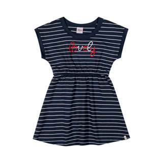 Vestido Infantil Menina Canelado Listrado Elian Azul em Oferta na Shopee