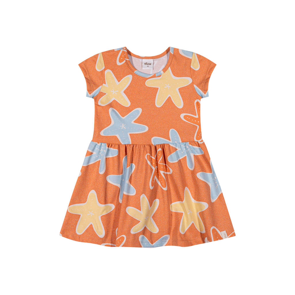 Vestido Infantil Menina Estrela-do-Mar Elian Laranja em Oferta na Shopee