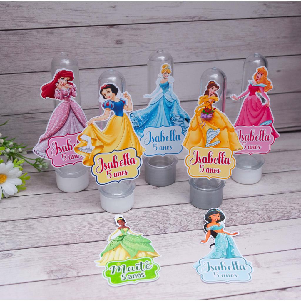 Aplique para Tubete PRINCESAS - Mimo Lembrancinha Personalizada Festa Música Meninas Ariel Aurora Cinderela Rapunzel