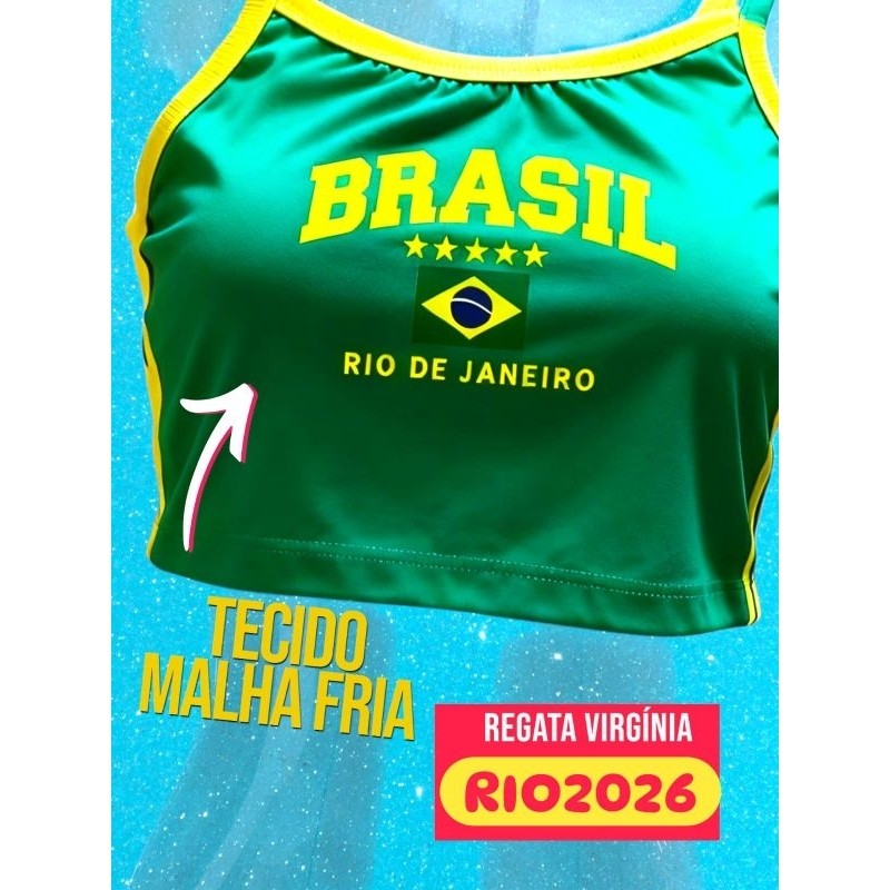 Top Cropped Brasil - Blusa Feminina Estilosa Com Estampa Nacional Bandeira Brasil Look Y2K Casual