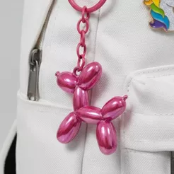 Chaveiro Metal - Cachorro Balão - Rosa Furta-Cor - 5x4,5cm - 1 unidade - Rizzo
