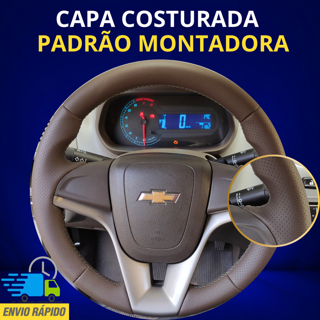Capa de Volante Costurada com Kit Completo de instalação da Spin/ Onix e Cobalt (Marrom) em Oferta na Shopee