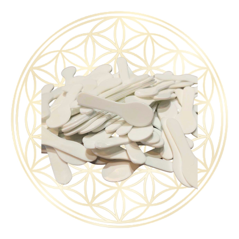 KIT C/ 50 Espátulas para Creme Plástica Branca 4,5cm