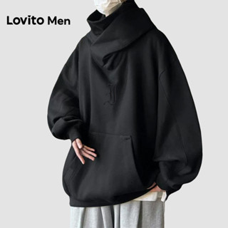 Lovito Moletom Casual Estrutura Linha Outono/inverno Moletom Preto para Homens LNE127076 em Oferta na Shopee