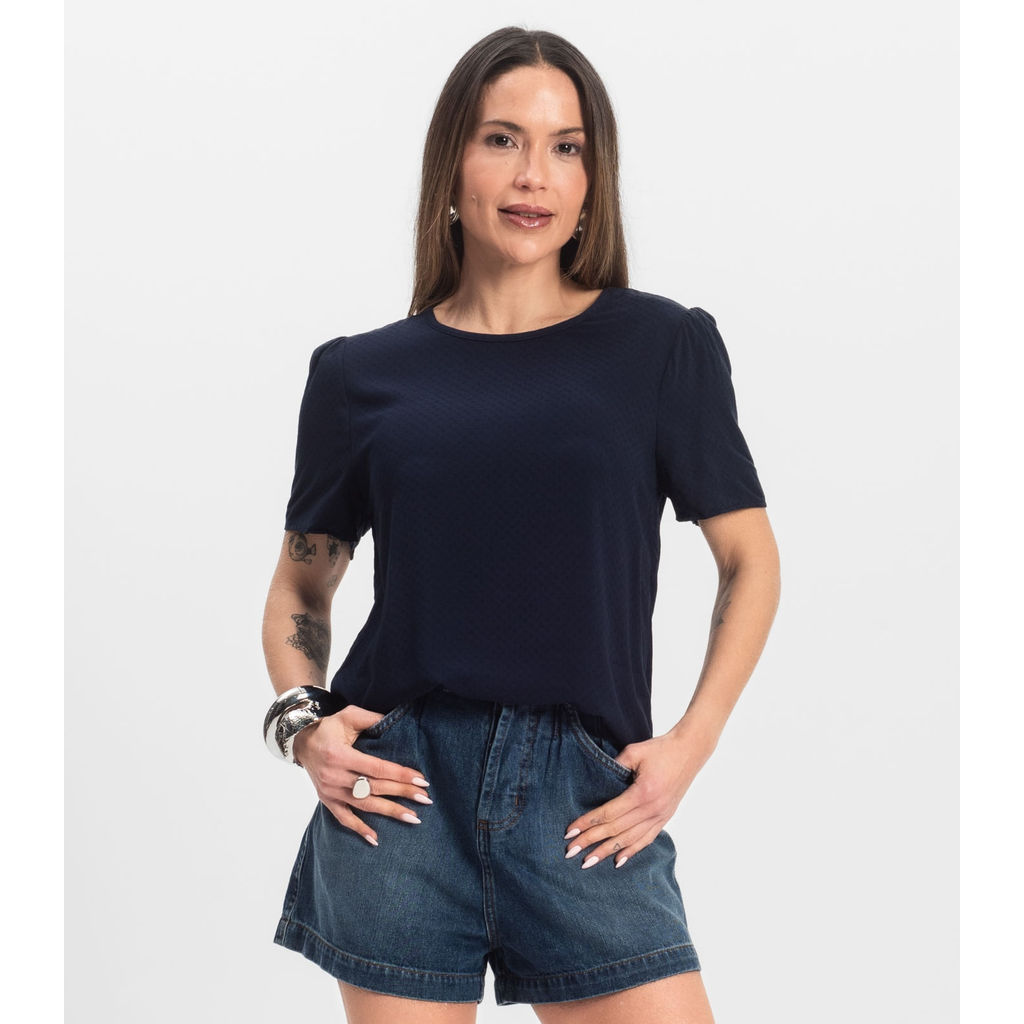 Blusa Feminina Em Viscose Infinita Cor Azul em Oferta na Shopee