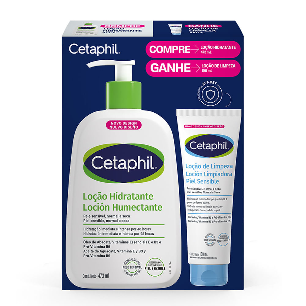 Cetaphil Loção Hidratante Pele Sensível Norma a Seca 473ml Ganhe Loção de Limpeza Pele Sensível Normal a Seca 100ml