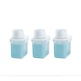 Kit de 3 porta sabão em pó 1,1L com copo dosador e travas de lavanderia - Oikos