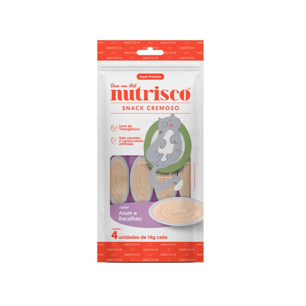 Petisco P/ Gatos Snack Cremoso Nutrisco Sabor Atum e Bacalhau