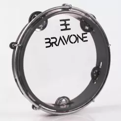 Pandeiro Bravone Preto 8 Polegadas Abs Pele Cristal