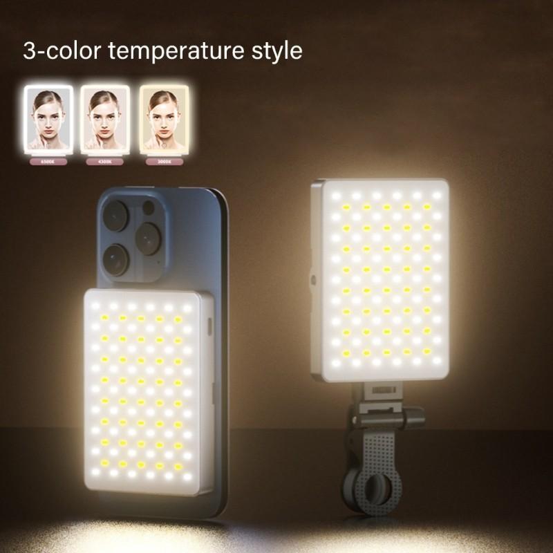 Compact LED Phone Camera Light Acessório Temperatura Cor Ajustável Para Criação Conteúdo