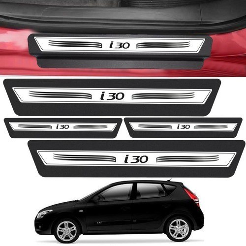 Kit 8 Peças Adesivo Soleira Porta I30 10 2011 Á 2016 Branco