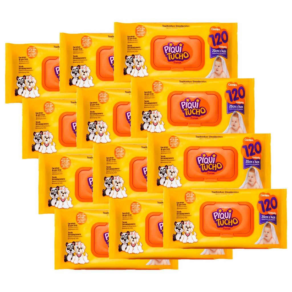 Kit Toalhas Umedecidas Piquitucho Premium 12 Und em Oferta na Shopee