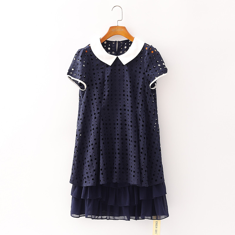 [Bai] High-End Shopping Marca Desconto Roupas Femininas Verão Interior Dupla Camada Cor Sólida Chiffon Vestido Terno 4R0