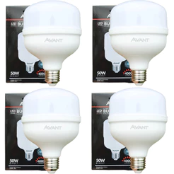 Kit 4 Lâmpadas LED Avant 50W High Power 4000lm Luz Branca 6500K Bivolt Base E27 Alta Iluminação