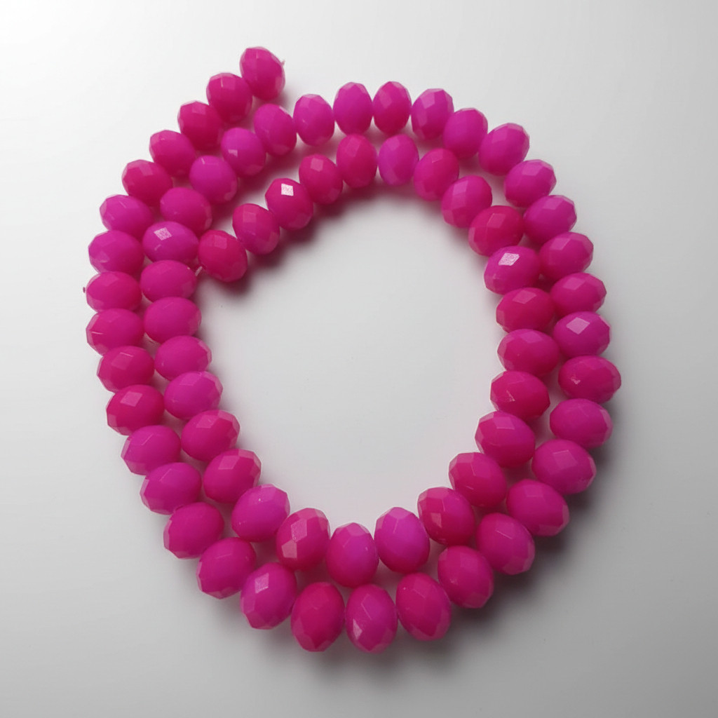 Cristal Flat Rosa Pink Brilhante 8mm Fio Com  65  Unidades