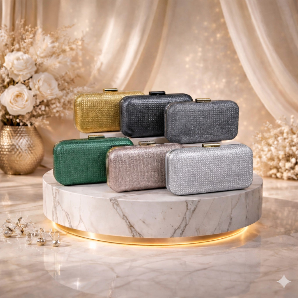 Bolsa Clutch Feminina Luxo Brilhante Festa Elegante com Corrente Removível – Premium para Casamento, Festa e Eventos