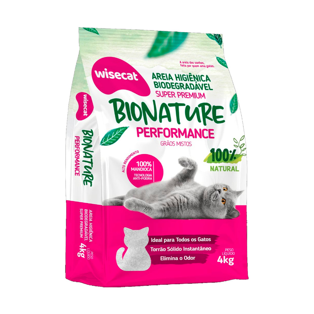 Wisecat - Areia Higiênica Bionature (Performace) - Biodegradável - Mista- Super